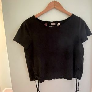 Hollister black suede crop